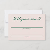 Carte de réponse simple rose et verte