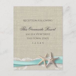 Carte de réponse Starfish et Lace Rustic Beach