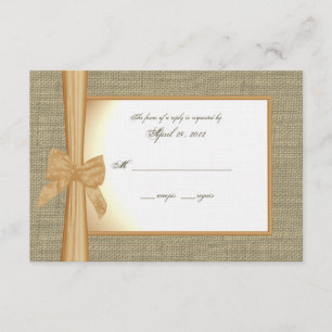 Carte de réponse Sunset Orange Burlap et Bow