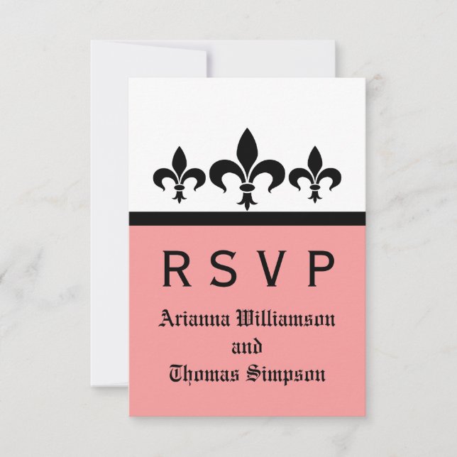 Carte de réponse Swanky Fleur De Lis, rose (Devant)