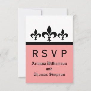 Carte de réponse Swanky Fleur De Lis, rose