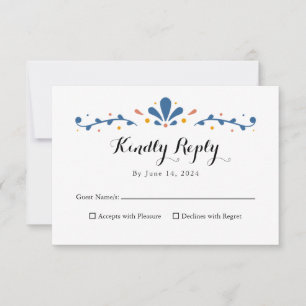 Carte de réponse Talavera mexicaine, carte RSVP