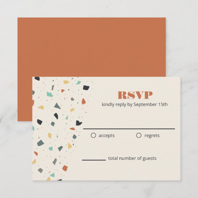 Carte de réponse Terrazzo moderne Confetti (Devant / Derrière)