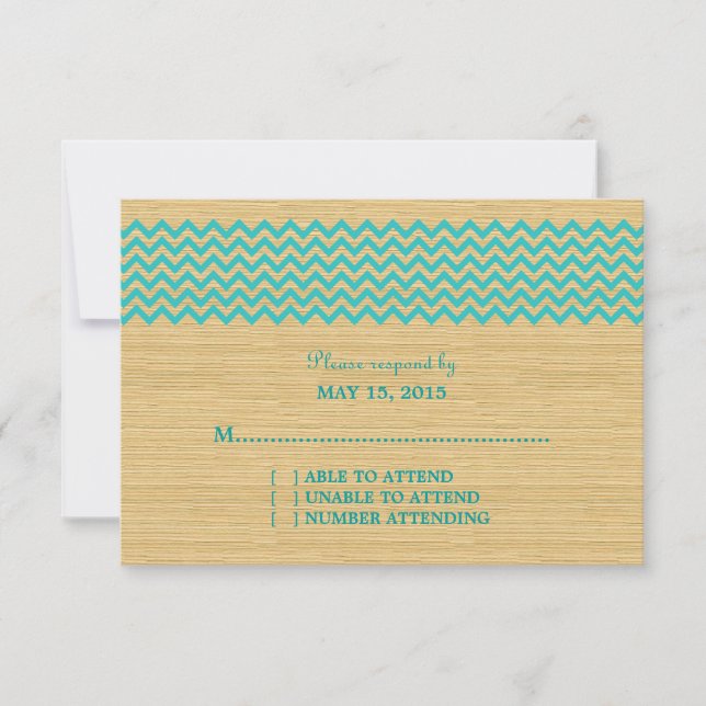 Carte de réponse turquoise Rustique Chevron (Devant)