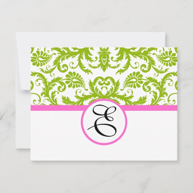 Carte de réponse verte et rose (Devant)