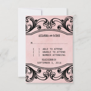 Carte de réponse Vintage à rouleaux rose