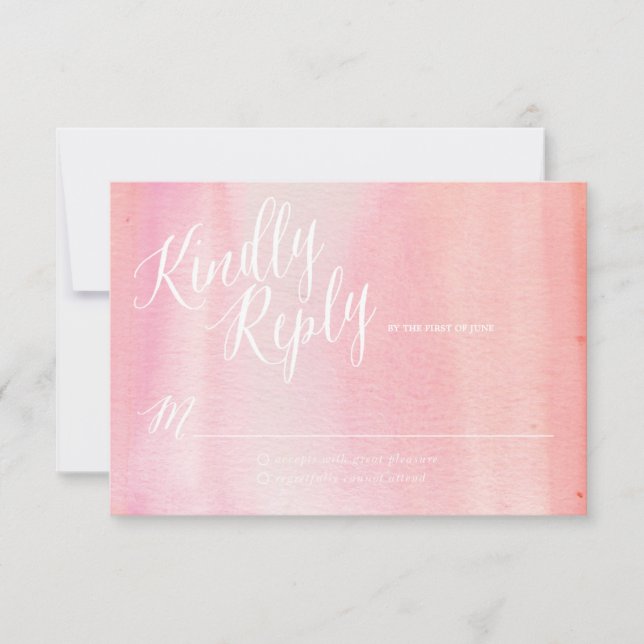 Carte de réponse WATERCOLOR OMBRE PINK (Devant)