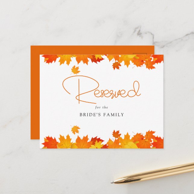 Carte de réservation Boho Chic Mariage de automne (Devant/Arrière en situation)