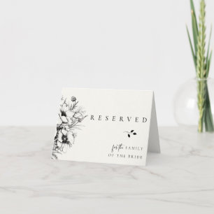 Carte de réserve du Mariage Floral noir