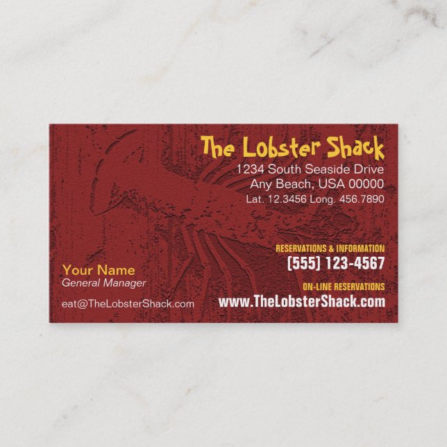 Carte de restauration de fruits de mer (Devant)
