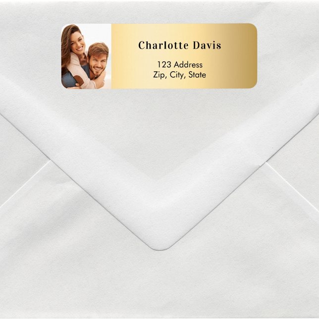 Carte de retour de mariage avec photo en or (Créateur téléchargé)