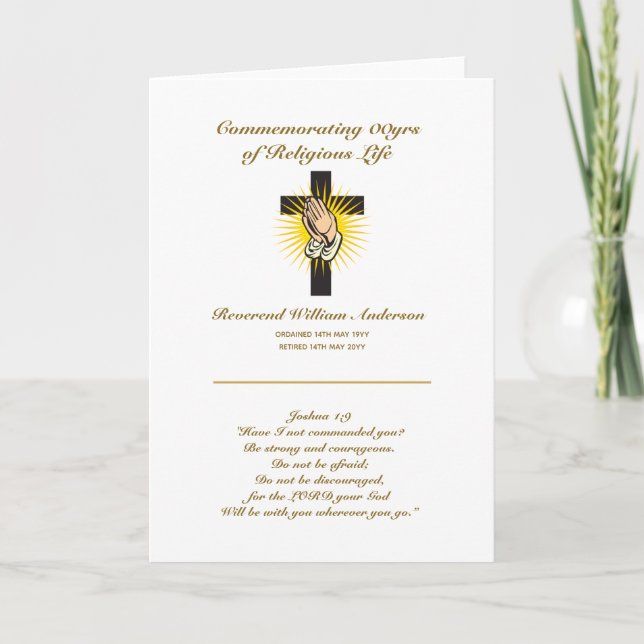 Carte de retraite du prêtre Verse biblique personn (Devant)