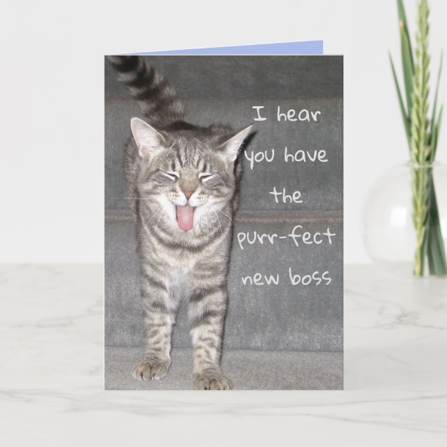 Carte de retraite joyeuse de chat mignon (Devant)