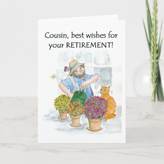 Carte de retraite pour un cousin - jardinier (Devant)
