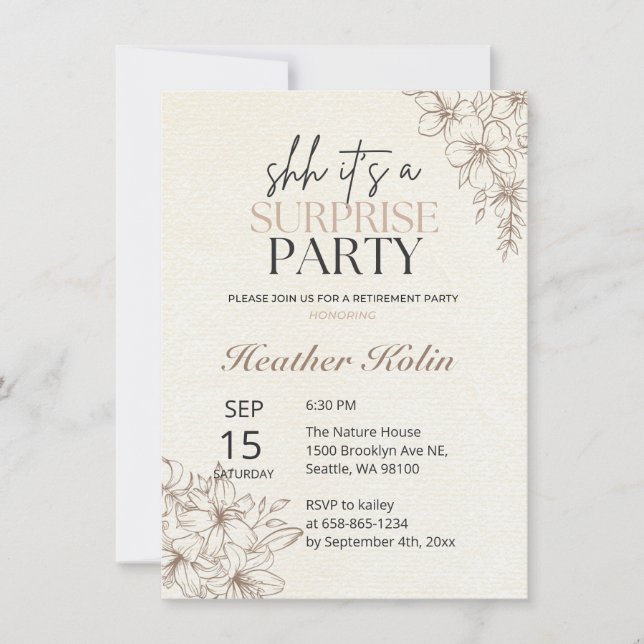 Carte de retraite Rustique Floral Surprise en lign (Devant)