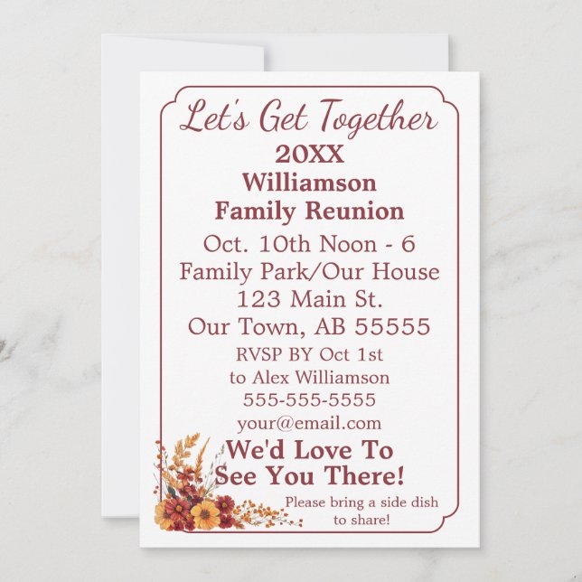 Carte de réunion personnalisée pour Fleur sauvage  (Devant)