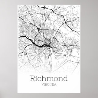 Carte de Richmond - Virginie - Poster de carte de 