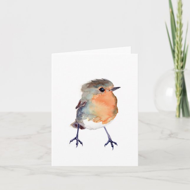 Carte de Robin d'aquarelle (Devant)
