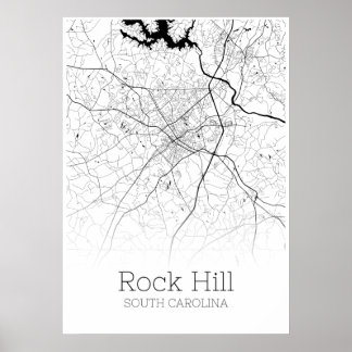 Carte de Rock Hill - Caroline du Sud - Poster de c