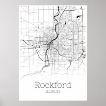 Carte de Rockford - Illinois - Poster de la carte 