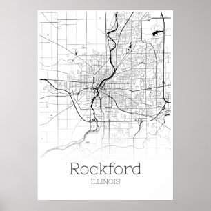Carte de Rockford - Illinois - Poster de la carte 