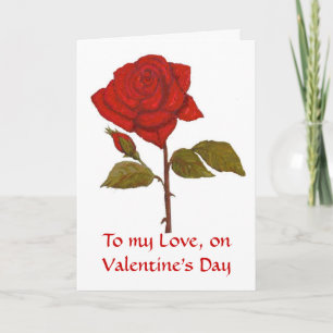 Carte de rose rouge de Saint-Valentin.
