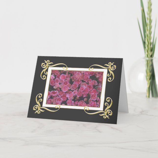Carte de roses de cadre d'or (Devant)