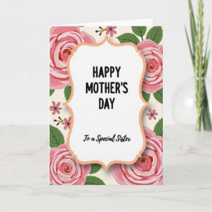 Carte de roses pour la fête des sœurs spéciales