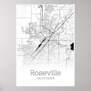 Carte de Roseville - Californie - affiche de la ca
