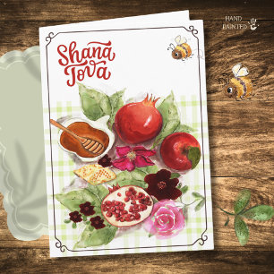 Carte de Rosh Hashanah en aquarelle Shana Tova