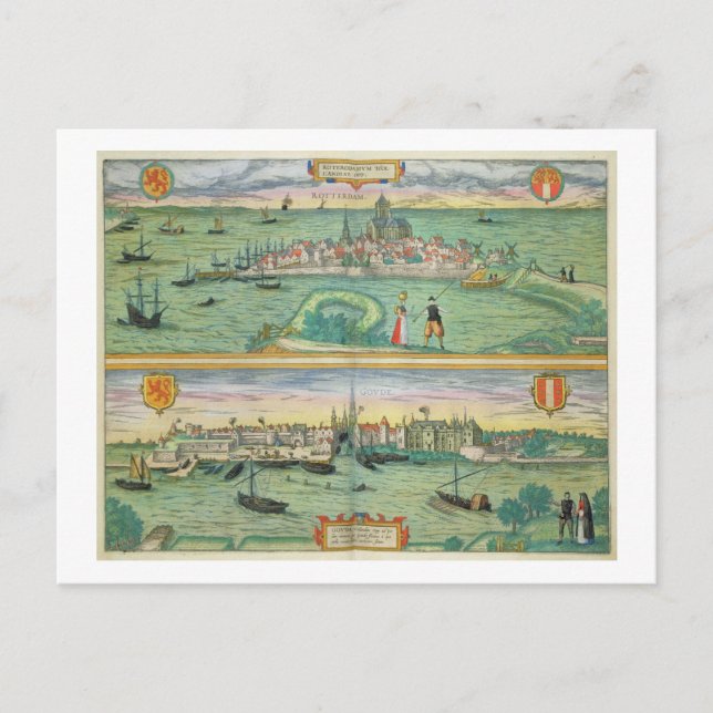 Carte de Rotterdam et Gouda, de 'Civitates Orbis (Devant)