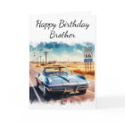 Carte de Route 66 avec voiture classique Joyeux An
