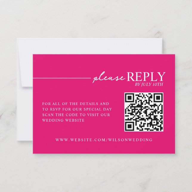 Carte de RSVP en QR Rose Chaud Typographie Minimal (Devant)