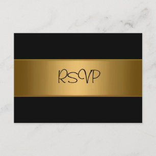 Carte de RSVP tout l'or en bronze noir élégant