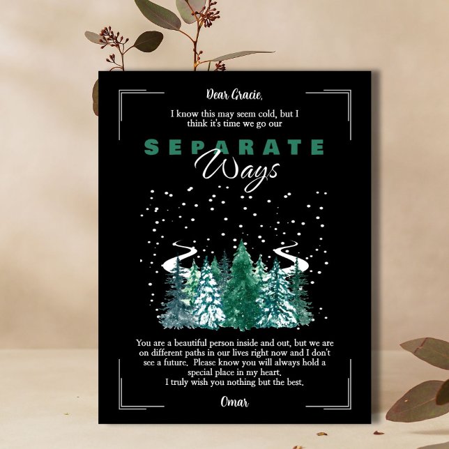 Carte de rupture de voies séparées (A perfect relationship card when you know it's time to go your separate ways)