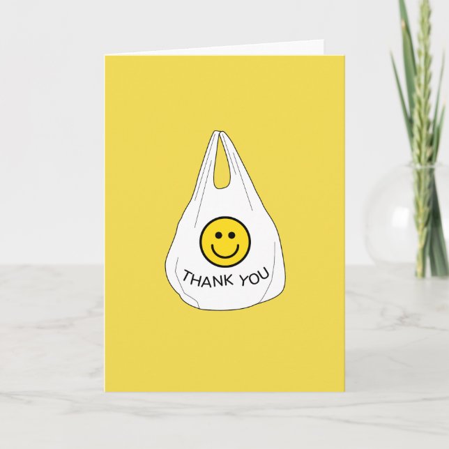 Carte de sac à sourire en Merci simple amusant (Devant)