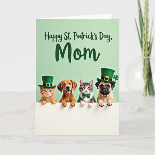 Carte de Saint-Patrick Faux Gold Pets Joyeux