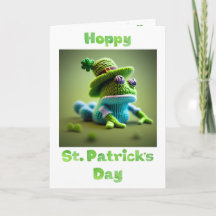 Carte de Saint-Patrick Joyeuse Grenouille Laineuse