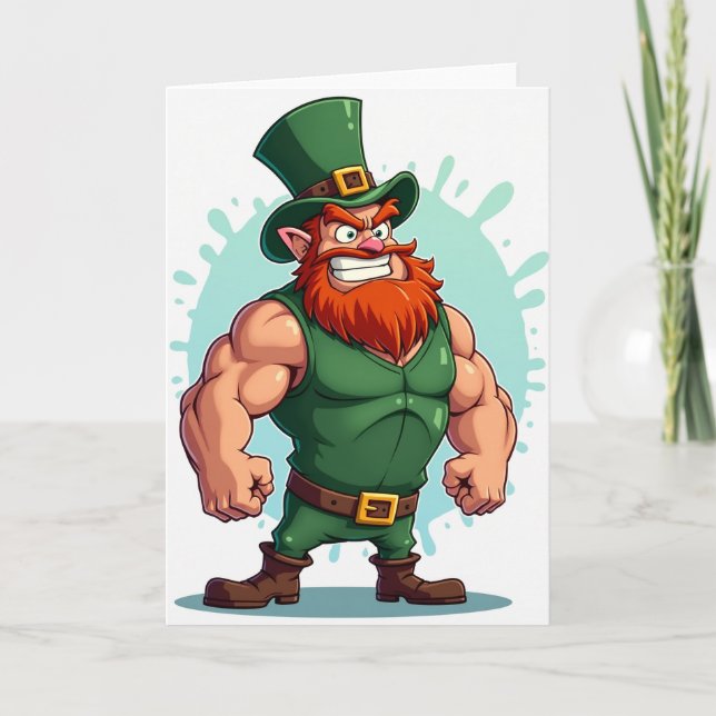 Carte de Saint-Patrick Leprechaun Power (Devant)