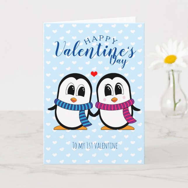 Carte de Saint-Pingouin pour la Saint-Valentin (Petite plante)