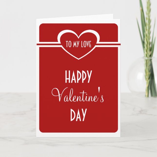 Carte de Saint-Valentin au coeur simple, Rouge pro (Devant)