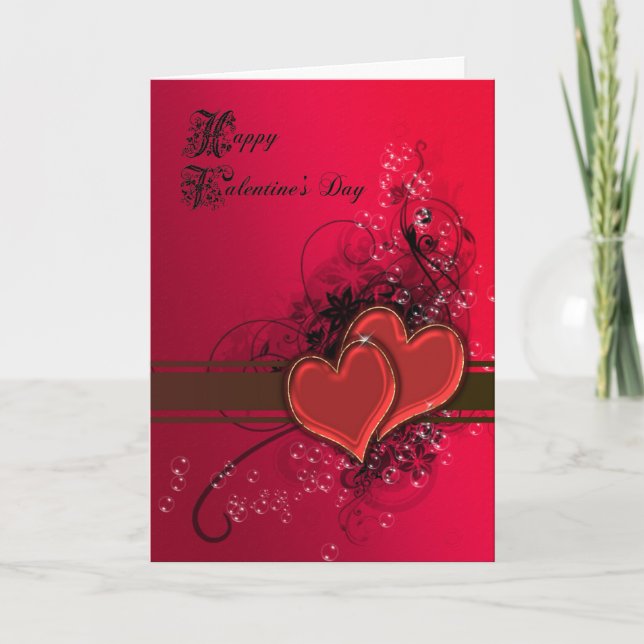 Carte de Saint Valentin aux coeurs et aux bulles (Devant)