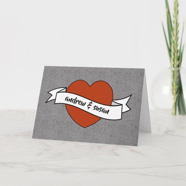 Carte de Saint-Valentin avec le coeur de tatouage (Devant)