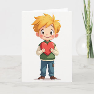 Carte de Saint-Valentin avec un garçon mignon et u