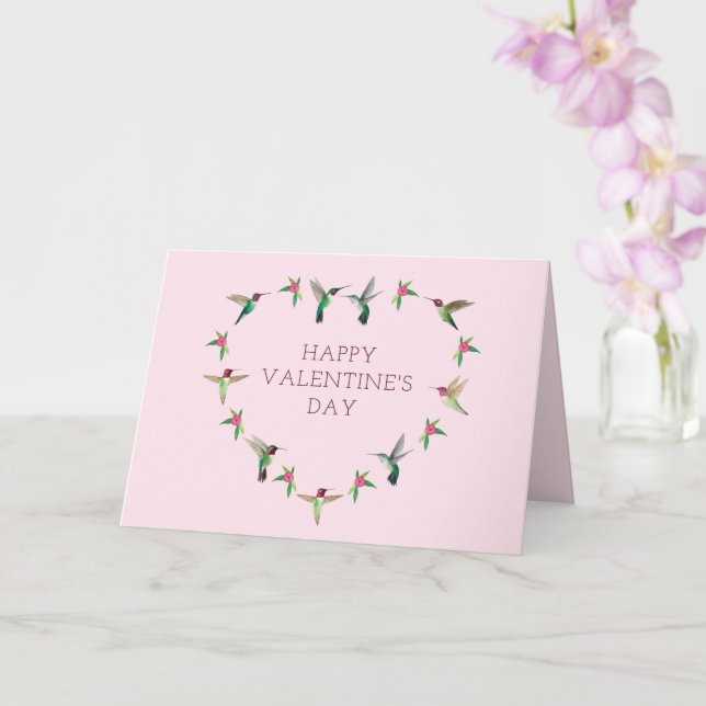 Carte de Saint-Valentin Coeur colibri (Orchidée)