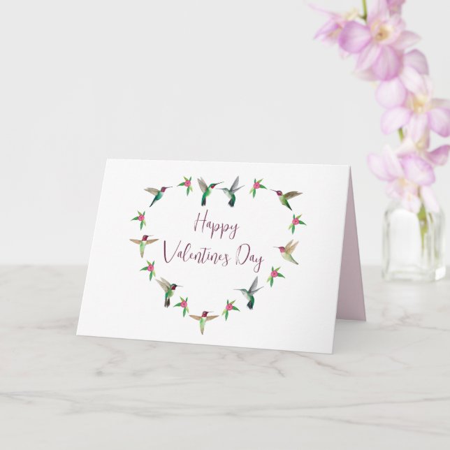 Carte de Saint-Valentin Coeur colibri (Orchidée)