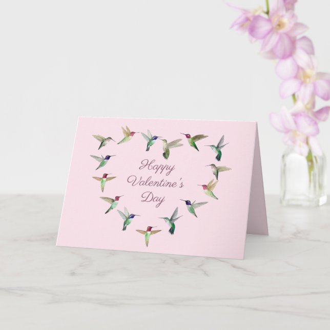 Carte de Saint-Valentin Coeur colibri (Orchidée)