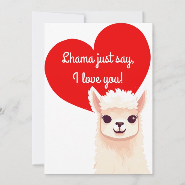 Carte de Saint-Valentin Cute Llama (Devant)