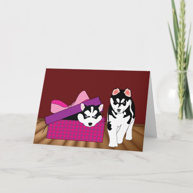 Carte de Saint-Valentin d'amour de chiot (Devant)