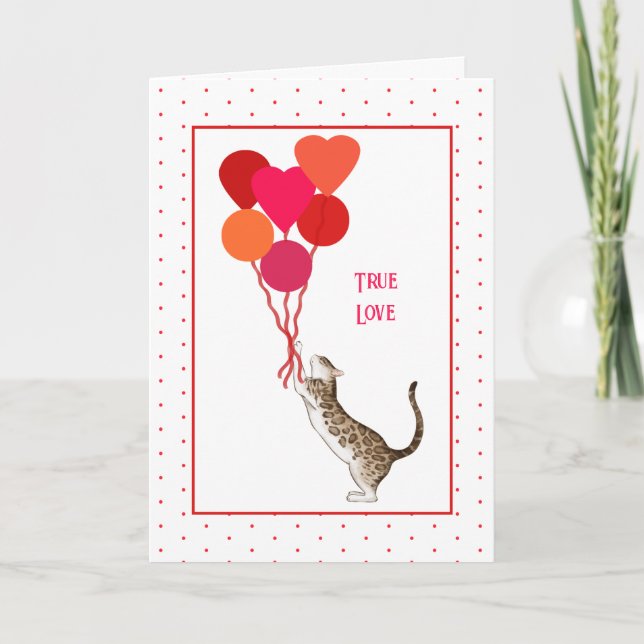 Carte de Saint-Valentin de chat avec un bouquet de (Devant)